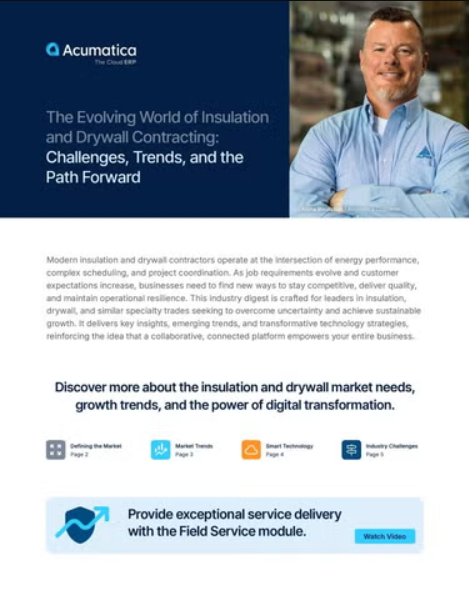 Screenshot of Acumatica Download, The Evolving World of Insulation and Drywall Contracting: Challenges, Trends, and the Path Forward