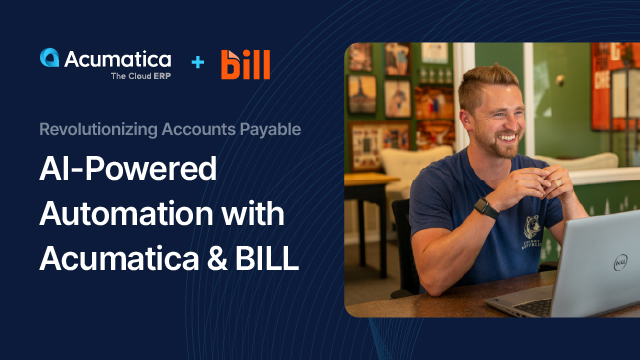 Banner for Acumatica Webinar, Revolutionizing Accounts Payable AI-Powered Automation with Acumatica & Bill