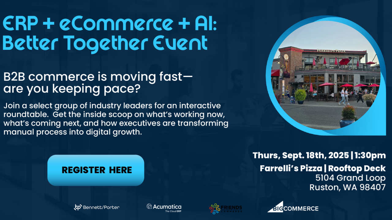 ERP + eCommerce + AI: Better Together Event banner