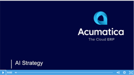 Screenshot of Acumatica Video with title, AI Strategy