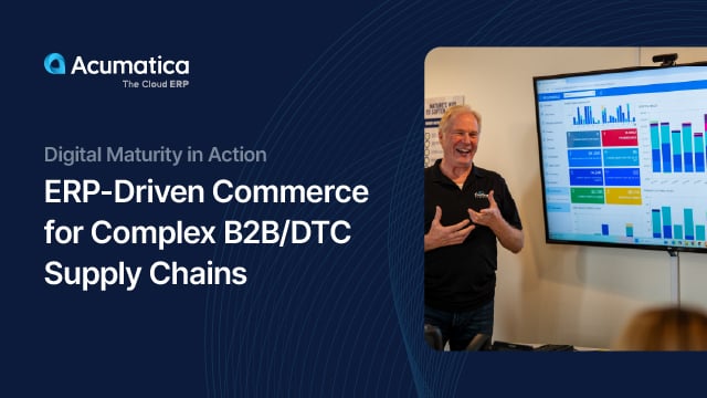 Banner for webinar, Digital Maturity in Action ERP-Driven Commerce for Complex B2B/DTC Supply Chains